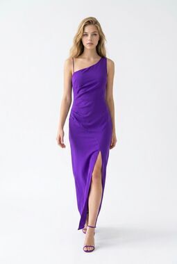 Mushare Purple Maxi One shoulder Dress Sz M NWT